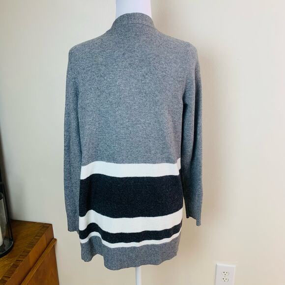 LOFT Outlet Size M Stripe Long Cardigan Sweater Colorblock Long Sleeve Knit Warm - Picture 6 of 8